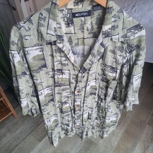 Puritan Button Up Men's XL Fishing Shirt Short Sleeve Top Fisherman